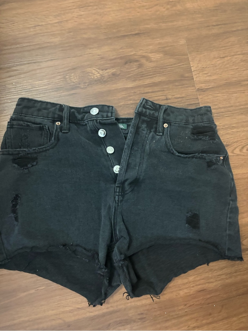 wild fable Black Distressed High-Rise Denim Shorts